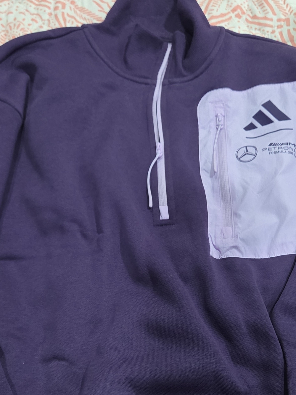 adidas Purple Quarter-Zip Sweater with Light Lavender Pocket
